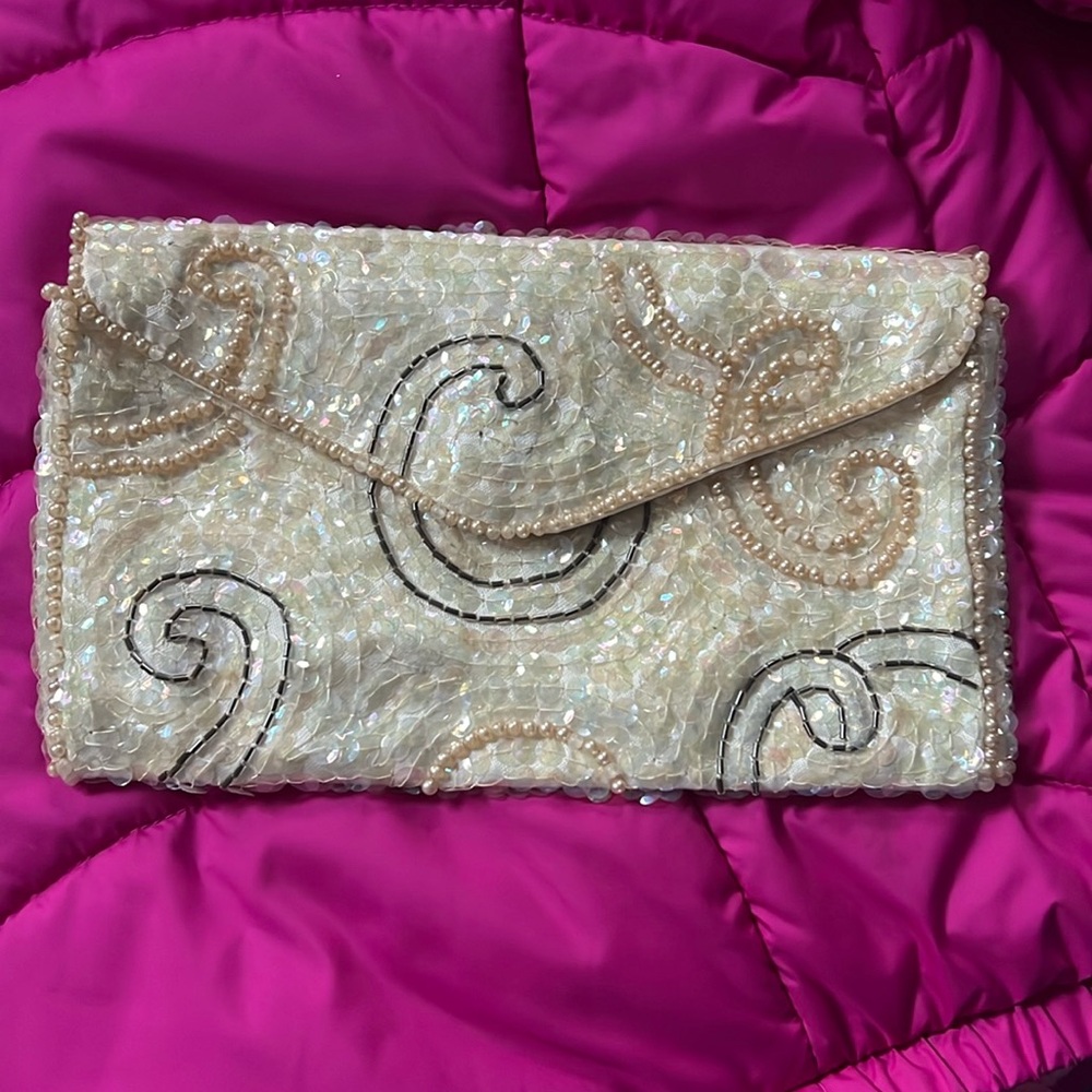 Vintage 1960's La Regale made in Japan Beaded Pearl Evening Bag Purse Clutch